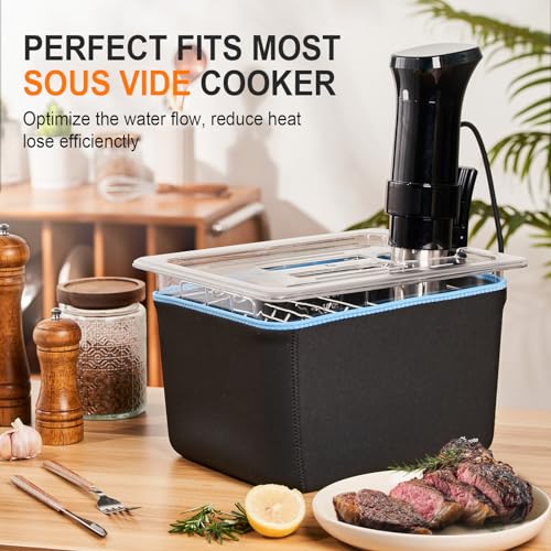 HOMENOTE Container 12 Quart with Lid & Rack and Sleeve - BPA Free Complete Sous Vide Accessories Kit with Cookbook For Anova and Most Sous Vide Cookers - color: Sous Vide Container-with Rack & Sleeve