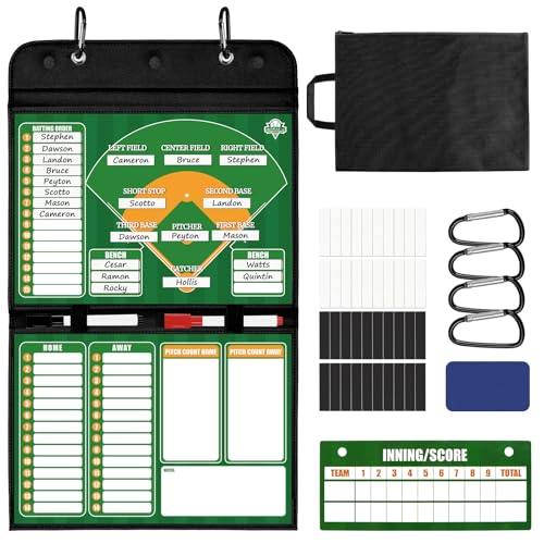 Magnetic Baseball Coach Clipboard, Dry Erase Coach Lineup Board, Premium Tactical Baseball Coaching Board with 40 Lineup Cards and Marker, Dugout Display Softball Coaching Accessories - color: C-foldable