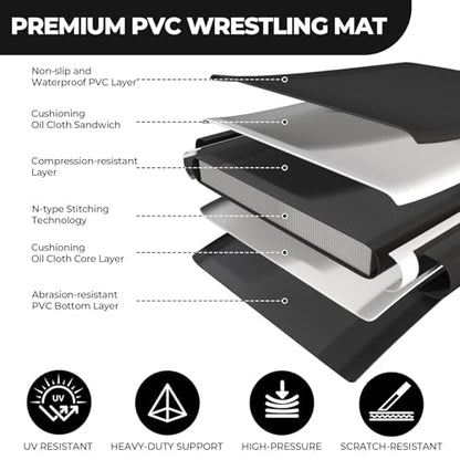 FAHKNS Inflatable Wrestling Mat for Home, 10x10FT 4" Thick Jiu Jitsu Mats
