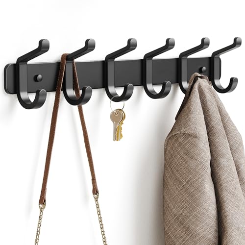 Coat Rack Wall Mount Heavy Duty, Wall Coat Hanger with Hooks, Black 1 Pack - color: Black, size: 1 Pack