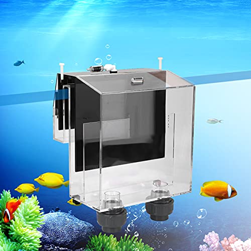 Acrylic Self Start Siphon Hang On Overflow Box, High Light Transmittance, Prevents Debris, Movable Outlet Cover, Check Valve, Fish Aquarium