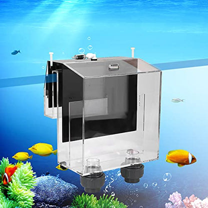 Acrylic Self Start Siphon Hang On Overflow Box, High Light Transmittance, Prevents Debris, Movable Outlet Cover, Check Valve, Fish Aquarium