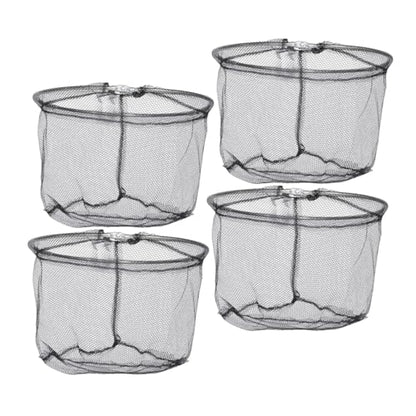 Hemobllo 4pcs Foldable Fishing Landing Net Replacement Heads, Stainless Steel Frame with Deep Black Mesh, 40cm Round Net for Freshwater and Saltwater Fishing Gear