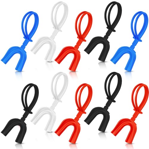 Dunzy 10 Pcs Strapped Mouth Guard Sports Mouthguard with Strap No Boiling Mouthguard Adult Youth Football Mouthpiece Mouth Protector for Boxing Basketball Lacrosse - color: Colorful, size: Youth