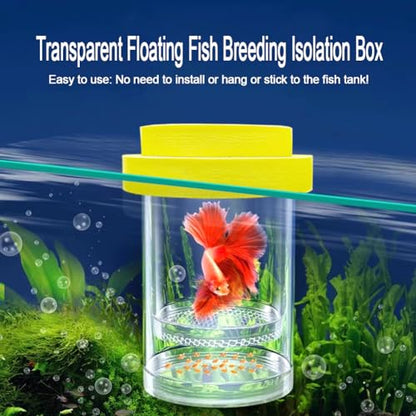 Floating Fish Breeding Isolation Box for Aquarium Tank Plastic Mesh Hatchery Incubator Breeder Box for Baby Fish Betta Shrimp Clownfish Guppy (Yellow, Medium) - color: Yellow