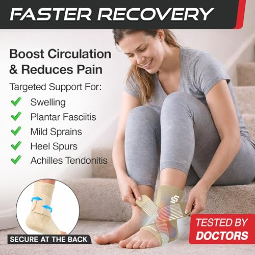 Sleeve Stars Ankle Brace Men & Women Support (Single/M:10"-12"/Beige) - color: Beige, size: Medium