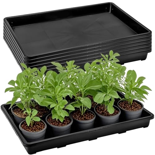 6 Pack Nursery Potting Trays, Plastic Seedling Starter Tray with No Drain Holes, Easy Watering Flat Garden Plant Growing Tray for Indoor Greenhouse Germination, 17.3'' x 11.6'' x 1.3''