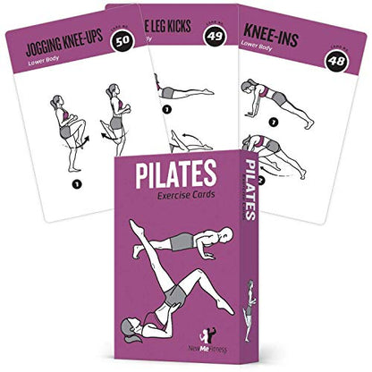 Pilates Workout Cards, Instructional Fitness Deck for Women & Men, Beginner Fitness Guide to Training Exercises at Home or Gym - style: Pilates