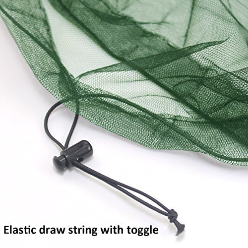 Mosquito Head Mesh Nets Gnat Face Netting for No See Ums Insects Bugs Gnats Biting Midges from Any Outdoor Activities, Works Over Most Hats (3pcs, Navy Green) - color: Navy Green