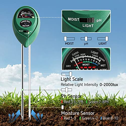 VIVOSUN Digital Heat Mat Thermostat Temperature Controller, and Soil Tester, 3-in-1 Plant Moisture Meter Light and PH Tester for Home, Garden, Lawn, Farm, Indoor and Outdoor Use, Promote Plants Health