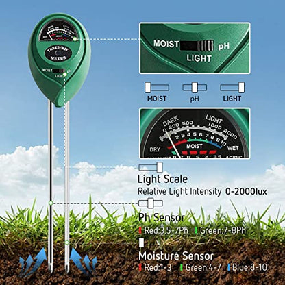 VIVOSUN Digital Heat Mat Thermostat Temperature Controller, and Soil Tester, 3-in-1 Plant Moisture Meter Light and PH Tester for Home, Garden, Lawn, Farm, Indoor and Outdoor Use, Promote Plants Health
