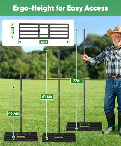 Lawn Leveling Rake 36x10 inch, Heavy Duty Reinforced Lawn Leveler Tool, Garden Landscape Rake with 77" Adjustable Handle, Yard Ground Leveler for Backyard, Garden, Golf Course, Farm, Pasture - style: S-36x10in