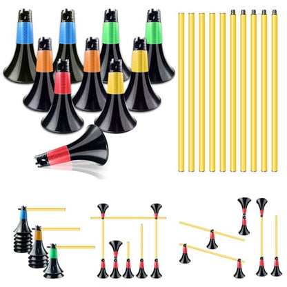 Obstacle Cones for Basketball Football and Sports Training, 10pcs Cones and 10pcs Poles with Carry Bag, Basketball Cones and Soccer Agility Poles for Soccer Basketball Speed Training