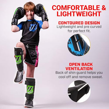 Revgear Kids Combat Series Shin Guards | High Performance Foam Padding | Durable and Lightweight - color: Black, size: Small
