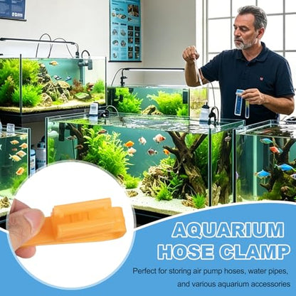 Fish for Tank Mounting Clip, Adjustable Hose Clamp Mounting Clip Water Pipe Hose Holder for 0.3"-1" Dia Tube, (Orange, 12Pcs), Intended for Aquarium Air Pump/Pipe Organizer