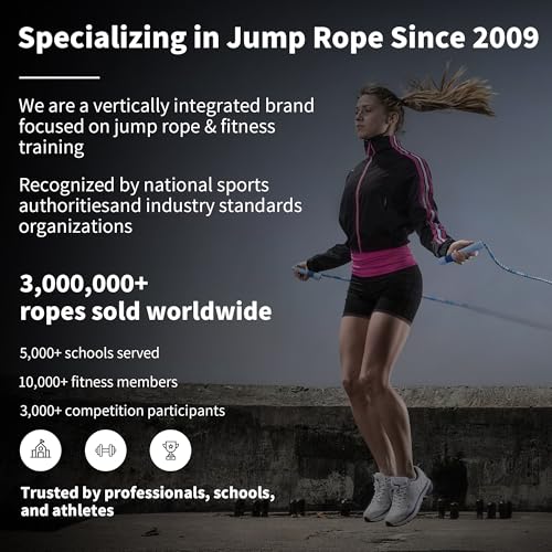 YUEDONG Beaded Jump Rope with Extra-Long Handles for Adult Fitness - color: Pink