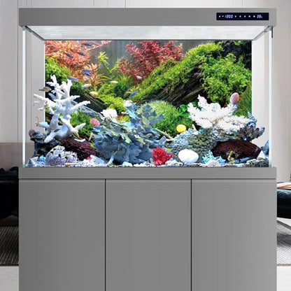 AWERT 60x24 inches Seagrass Aquarium Background Pink Aquatic Plant Stone River Bed & Lake Fish Tank Background Vinyl Background
