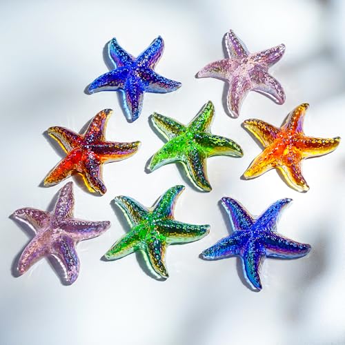 H&D HYALINE & DORA Glass Starfish Green Handmade Glass Sea Animal Figurine Mini Starfish Collectible Ornament for Beach Decor