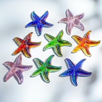 H&D HYALINE & DORA Glass Starfish Green Handmade Glass Sea Animal Figurine Mini Starfish Collectible Ornament for Beach Decor