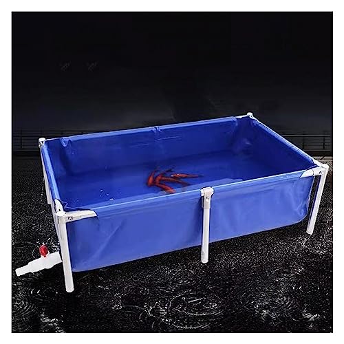 Aquarium Pool with Drain Valve,Aquaculture Water Tank Cistern Steel Frame Multifunction PVC Canvas Temporary Fish Pond，PVC Canvas Outdoor Aquarium Water Tank, Rectangle Pool Above Ground wit