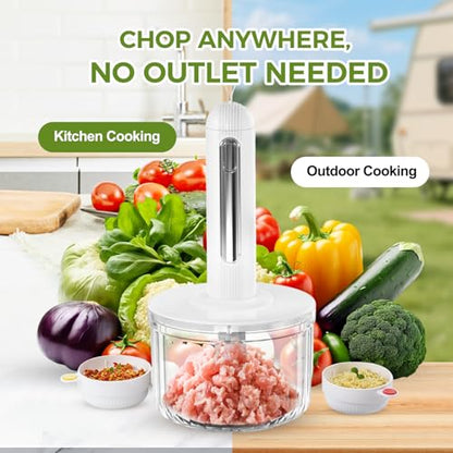 Petyoung Glass Food Processor, Small Food Processor with 2 Blades and 4 Bowls(1500ml/8 Cup + 3×150ml/3x0.5 Cup), Cordless Electric Meat Grinder for Meal Prep Baby Food Sauces
