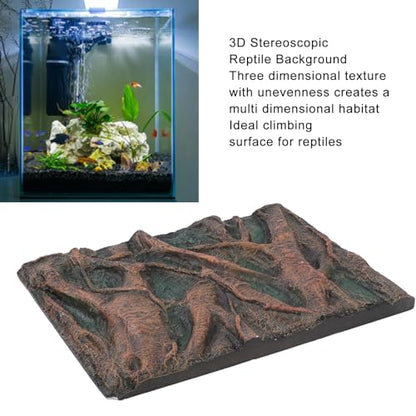 CDQL Aquarium Terrarium Background, Multipurpose 3D Reptile Background, Foam Aquarium Decor Backgrounds, Easy to Assemble for Reptiles Lizard Fish Frog (H)