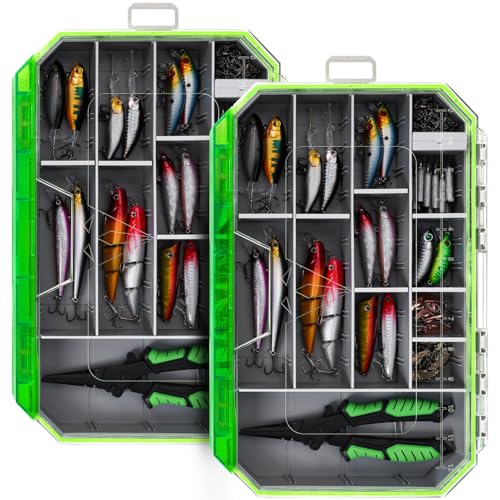 Ghosthorn Fishing Tackle Box, Waterproof 3600 and 3700 Tackle Trays, Plastic Tackle Box Organizer with Removable Dividers, Storage Lure Box and Terminal Tackle Storage - style: 3700*2