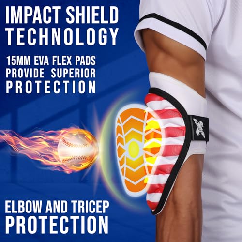Exxact Sports Defender Baseball Elbow Guard - color: USA Flag, size: Adult (Small - Medium)