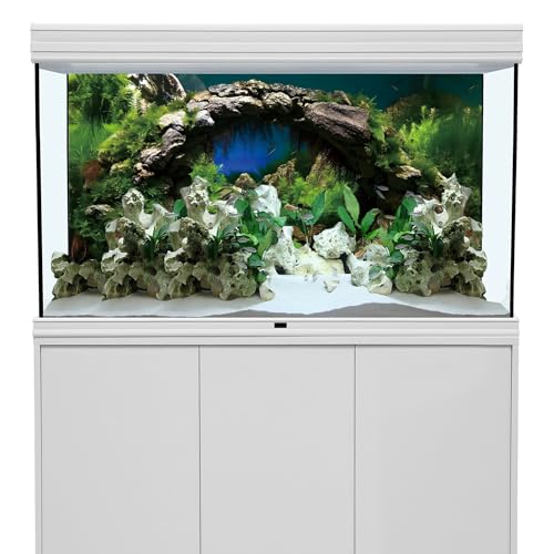 AWERT 48x20 inches Arch Stone Aquarium Background River Bed & Lake Aquarium Vinyl Background Aquatic Plant Fish Tank Background