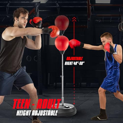 Tech Tools Punching Bag with Stand Adjustable Boxing Speed Bag Teens Adults - style: Adult