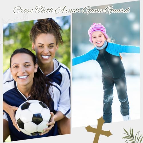 Yaomiao 2 Pcs Mouth Guards Christian Teeth Guards Sport Game Guard & Case Religious MouthGuard Soccer Football Basketball Baseball Wrestling Lacrosse Rugby Boxing Taekwondo - size: Adult, style: White & Cross