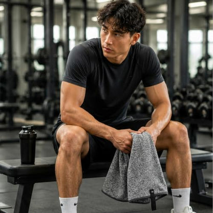 S&T INC. Microfiber Gym Towels, 6 Pack, 16" x 27" - color: Heathered Black