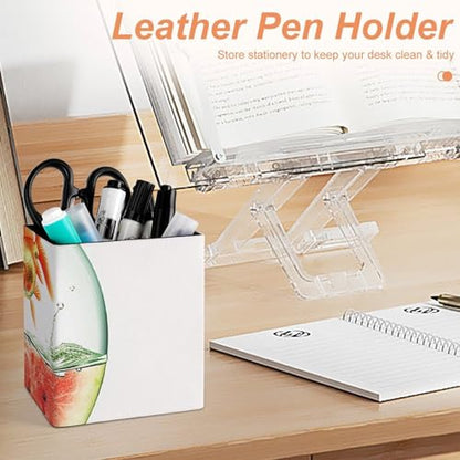 Pen Holder Round Pencil Holder Waterproof Pens Holders Cup Fish Tank And Watermelon Pen Holder for Desk Makeup Brush Holder Pencil Cup Holder for Office Pencils Organizer