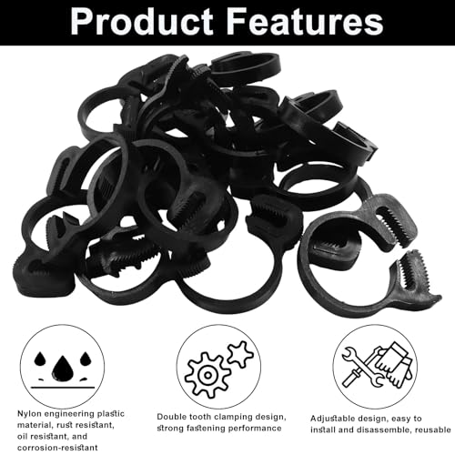 Murtenze 20 Pack Double Gripping Nylon Hose Clamps, Adjustable Plastic Snap Grip Hose Clamps for Connecting Fastening Pipes (25.5-27.5mm (1inch)) - size: 25.5-27.5mm (1inch)-20Pcs