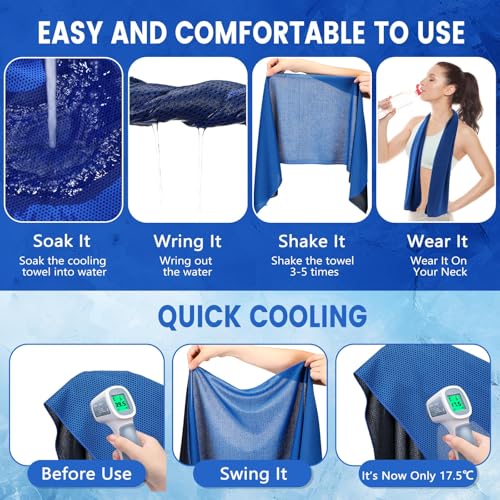 Hosuly 100 Pack Cooling Towels, 40"x12" - color: Dark Blue and Light Blue