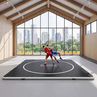 Inflatable Wrestling Mat 13FT x 4IN, PVC Portable Wrestling Mats for Home, 4" Thick Jiu Jitsu Mats with Circles for Wrestling, Martial Arts, Jitsu, BJJ, Boxing, MMA, Judo Indoor Outdoor Use