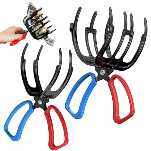 Pawfly 2 Pcs Fish Grippers, Non-Slip 2 or 3 Claw Fishing Pliers, Metal & ABS Plastic, Multifunctional Fish Control Clamps
