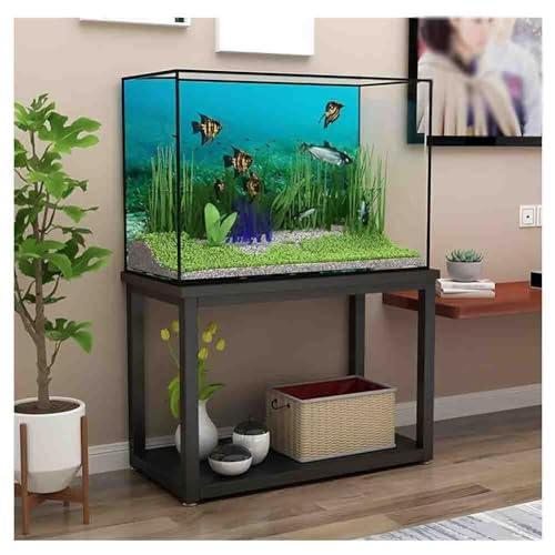 Fish Tank Stand,Double-Layer Metal Fish Stand Cabinet - Non-Slip Terrarium Holder for Reptiles, Ideal Bedroom Corner Storage Rack, Durable Home Organizer Shelf - color: Black-b, size: 40x35x50 cm