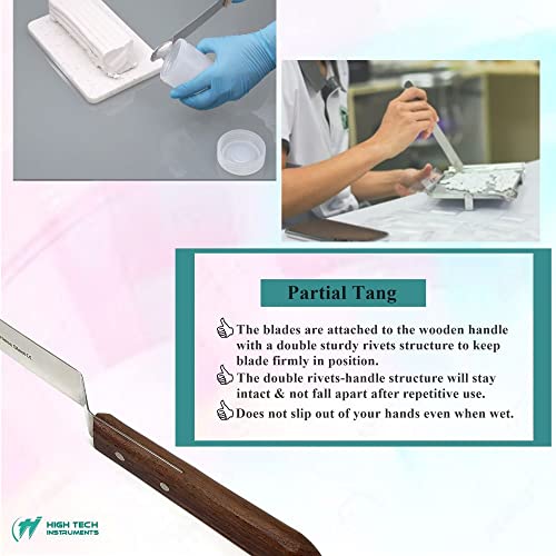 4" Blade Bayonet Lab Sptula with Wooden Handle Stainless Steel For Handling & Mixing Pastes, Gels Laboratory Tool with Smooth Polished Blades + Brass Rivets Lab Supplies