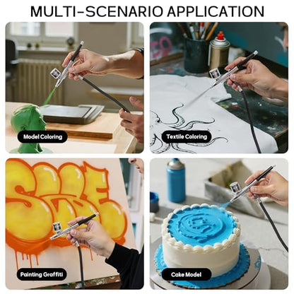 Colima Airbrush Gun Kit Perfect Starter Kit for Beginners Dual-Action Gravity Feed Airbrush with 0.3mm Tip for Art, Crafts, Tattoos & More