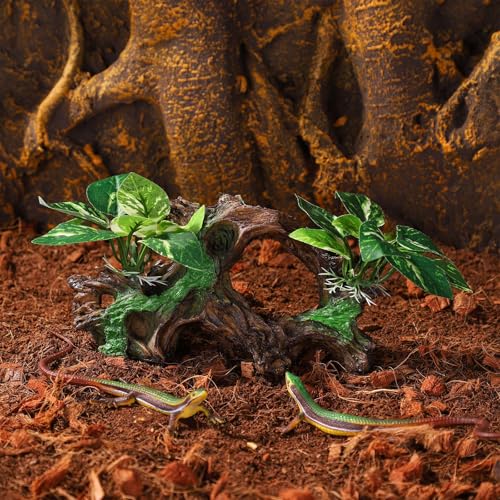 Artificial Aquarium Ornaments Reptiles Betta Fish Tank Accessories Silk Leaf Plants Decoration Driftwood Cave Decor