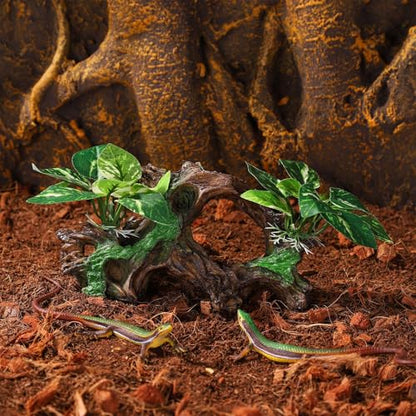 Artificial Aquarium Ornaments Reptiles Betta Fish Tank Accessories Silk Leaf Plants Decoration Driftwood Cave Decor