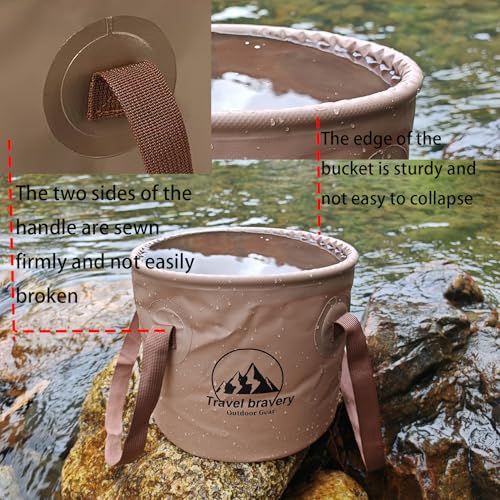 Collapsible Bucket，Folding Bucket，Suitable for Camping Fishing Hiking Gardening car Washing(Coffeecolour, 10L)
