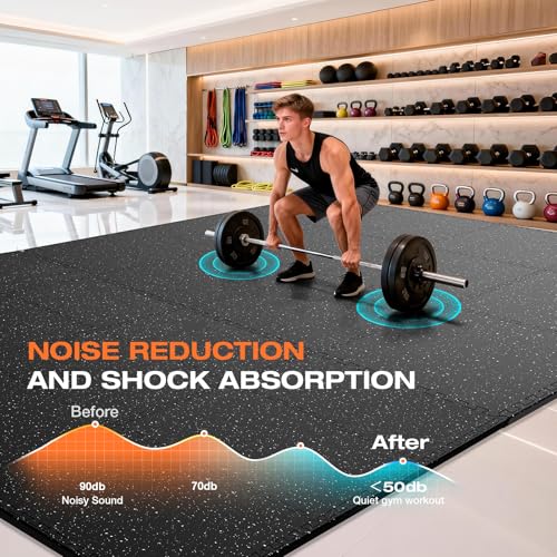 0.56'' Thick 24 Pcs 96 Sq Ft Non-Slip Rubber Top Exercise Equipment Mats, High Density EVA Foam Mats with Rubber Top, Interlocking Puzzle Gym Flooring for Home Gym, Workout Floor Mats, Black - size: 24" L x 24" W x 0.56" Thick