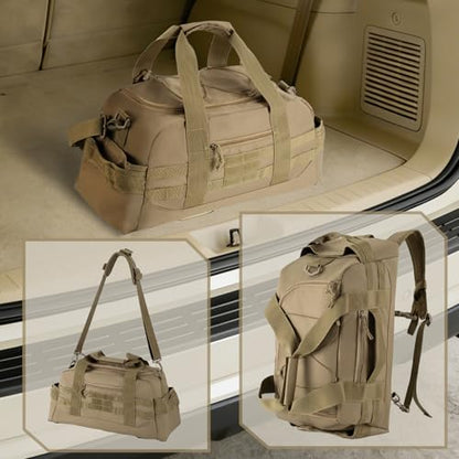 Hannibal Tactical 35L Large Duffle Bag, 3-in-1 Tactical Backpack MOLLE Pack for Sports/Gym/Outdoor, Coyote - color: Coyote