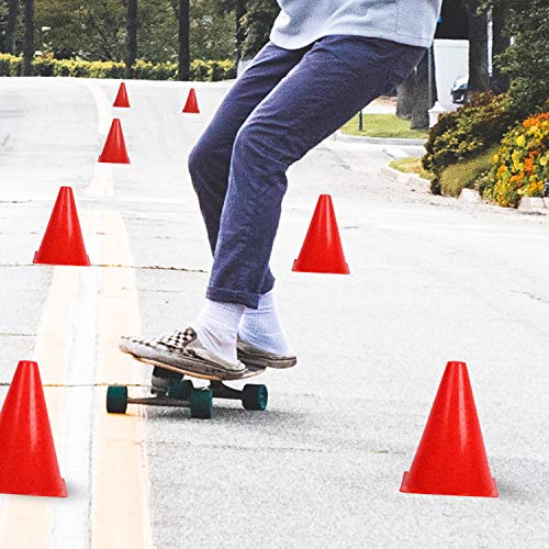 KINJOEK 30 Packs 9 Inch Sports Training Cones, Traffic Cones with Rounded Edges for Safety, Soccer, Football, Basketball Coaching, Agility, Drill Training, Field Marker Cones,Red