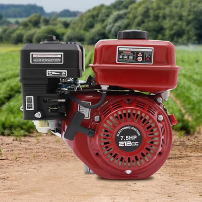 7.5 Hp 4 Stroke Gas Engine, 212CC Heavy Duty Go Kart Engine with Manual Starter, Air Cooling for water pumps, vibrators, generators, machines, vehicles, pressure washers, air compressors and So on