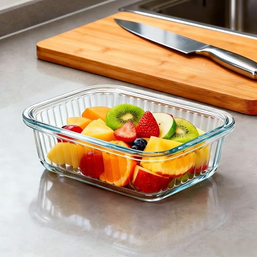 Glass Meal Prep Containers, [9 Pack] Food Storage Containers with Lids, Airtight Glass Bento Boxes, BPA Free & Leak Proof (9 Lids & 9 Containers) (vertical stripes grey) - color: vertical stripes grey