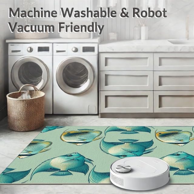 4'x6' Washable Graphic Fish Area Rug, Orange Flatwoven Floor Mat for Home Office, Gaming Room, Under Desk, Non-Slip Chair-Friendly Carpet | Ref:1885878