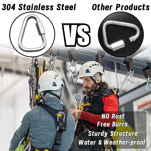 Anvin 1 Pack Large Quick Links M12 4.1Inch Heavy Duty Carabiner Stainless Steel Chain Links Connector Triangle Locking Chain Hooks Screw Links for Camping Outdoor Equipment Hammocks, 3300 Lbs Capacity - style: Triangle, 4.1 Inch, 1 Pack